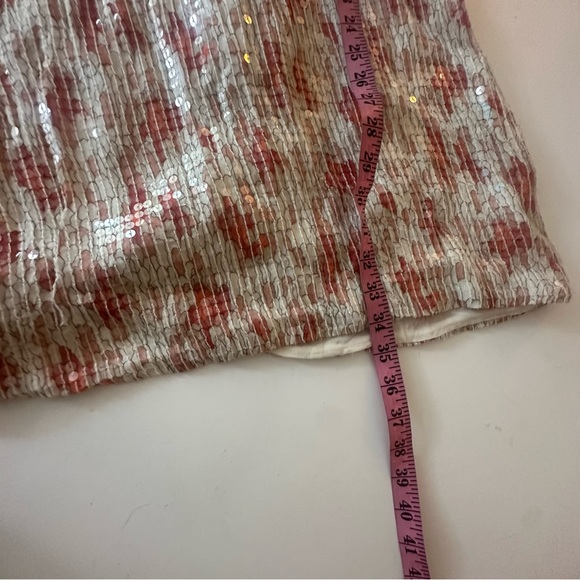 French Connection Cream Sofa Reds Clear Sequins Feather Field Saess Dress NWT 6 - Picture 15 of 15
